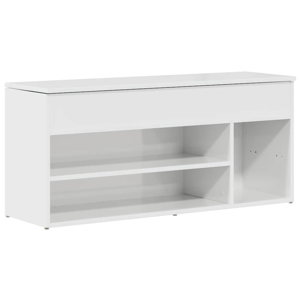 Banc à chaussures blanc brillant 102x30,5x45 cm bois ingénierie - XIOS