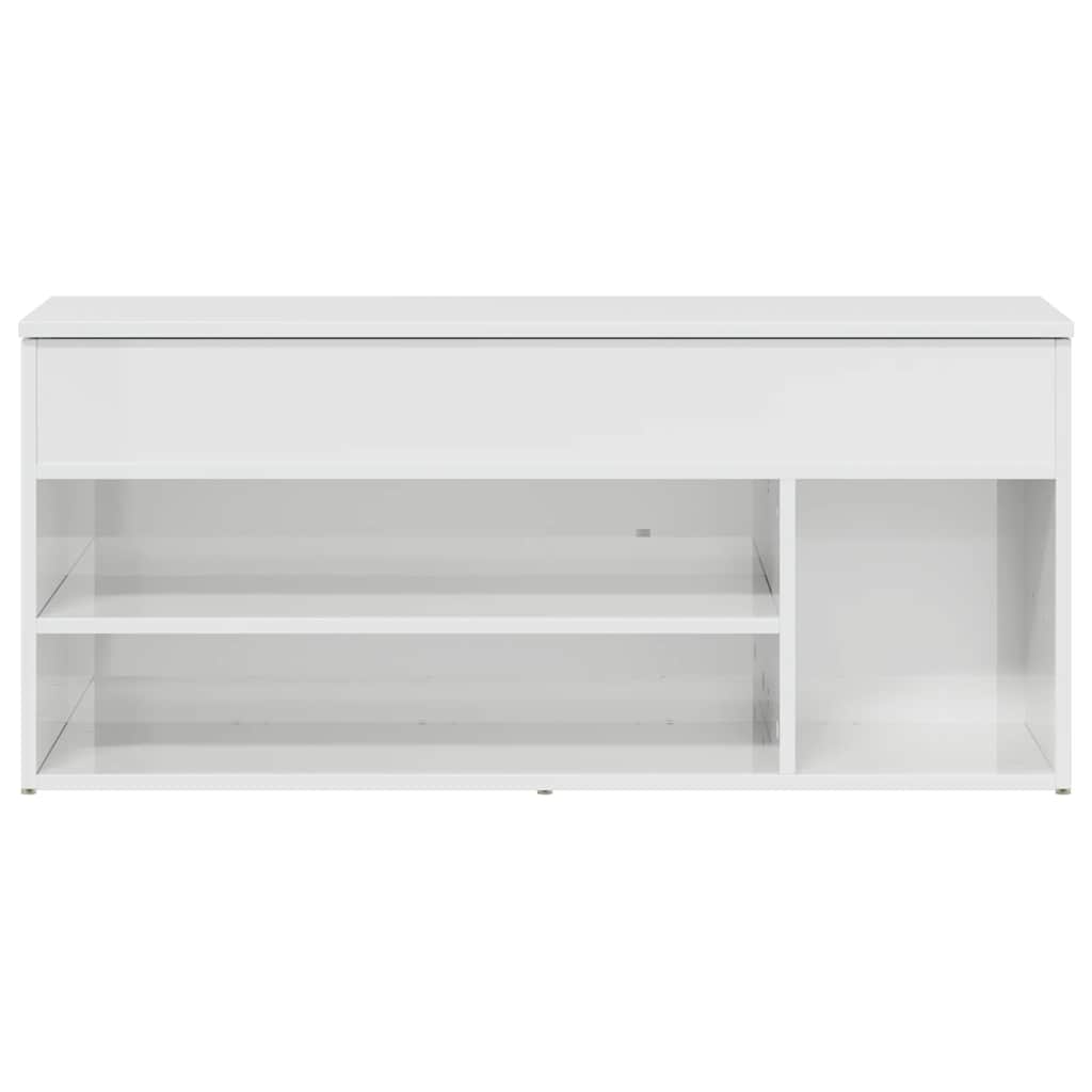 Banc à chaussures blanc brillant 102x30,5x45 cm bois ingénierie - XIOS