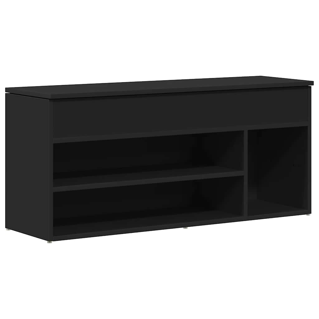 Banc à chaussures noir 102x30,5x45 cm bois d'ingénierie - XIOS