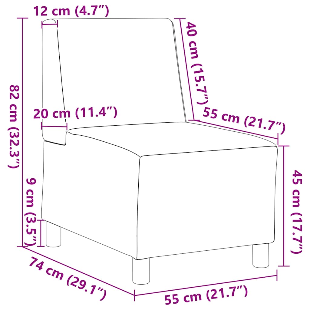 Fauteuil crème 55 cm tissu Canapés vidaXL