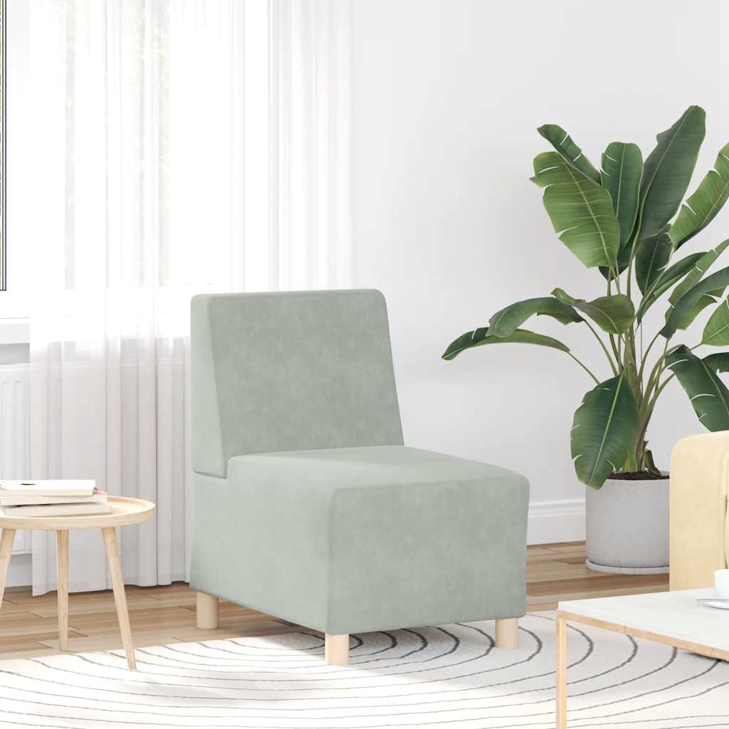 Canapé modulaire sans accoudoirs Gris clair 55 cm Velours - XIOS