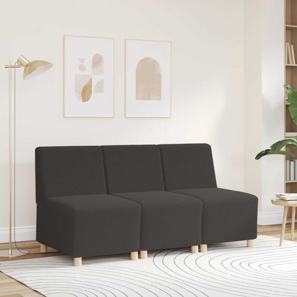 Canapé modulaire sans accoudoirs Gris foncé 55 cm Tissu bouclé aspect laine - XIOS