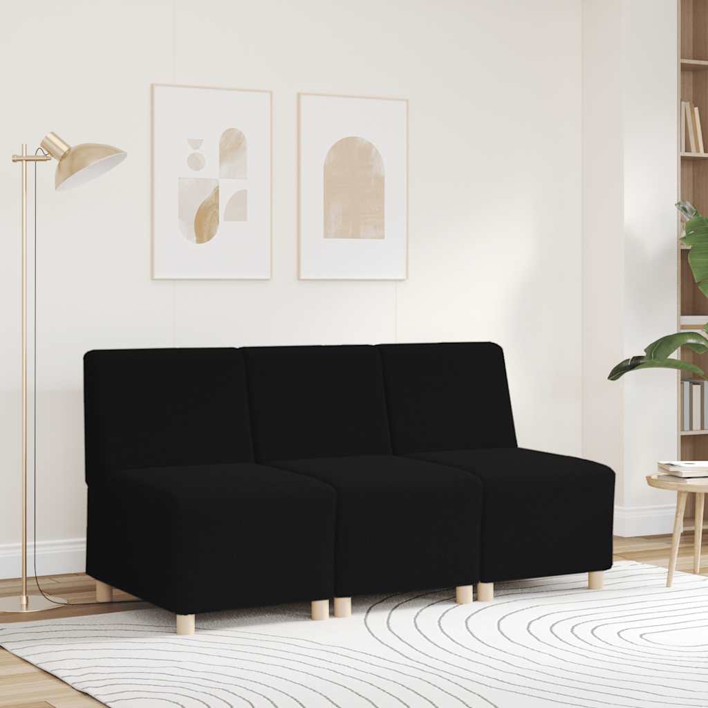 Canapé modulaire sans accoudoirs Noir 55 cm Tissu bouclé aspect laine - XIOS