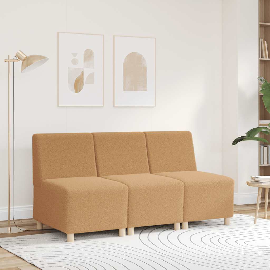 Canapé modulaire sans accoudoirs beige 55 cm Tissu imitation laine bouclée - XIOS