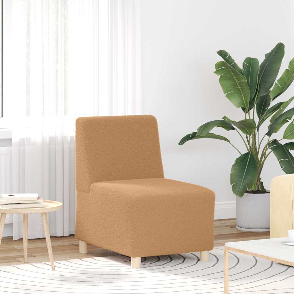 Canapé modulaire sans accoudoirs beige 55 cm Tissu imitation laine bouclée - XIOS