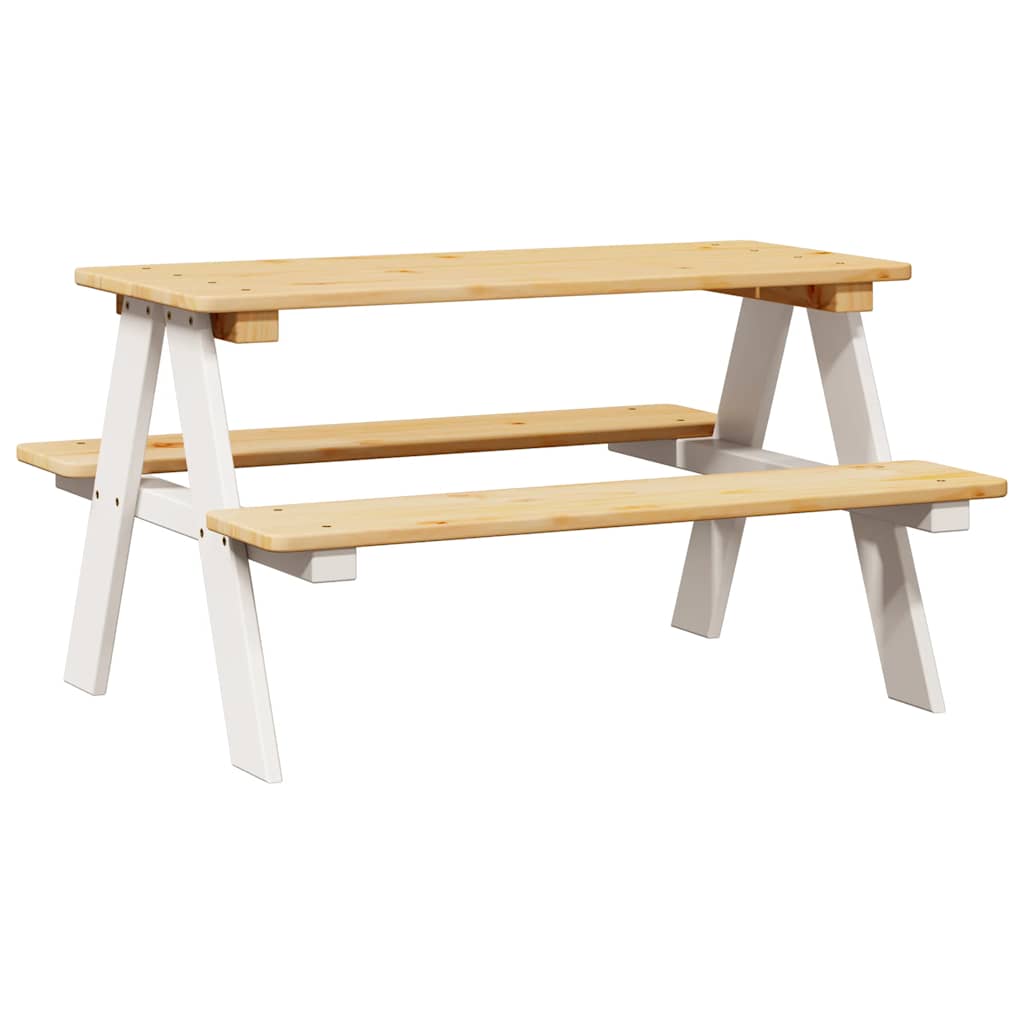 Table et bancs pour enfants IRUN blanc 90x79,5x50cm bois massif - XIOS