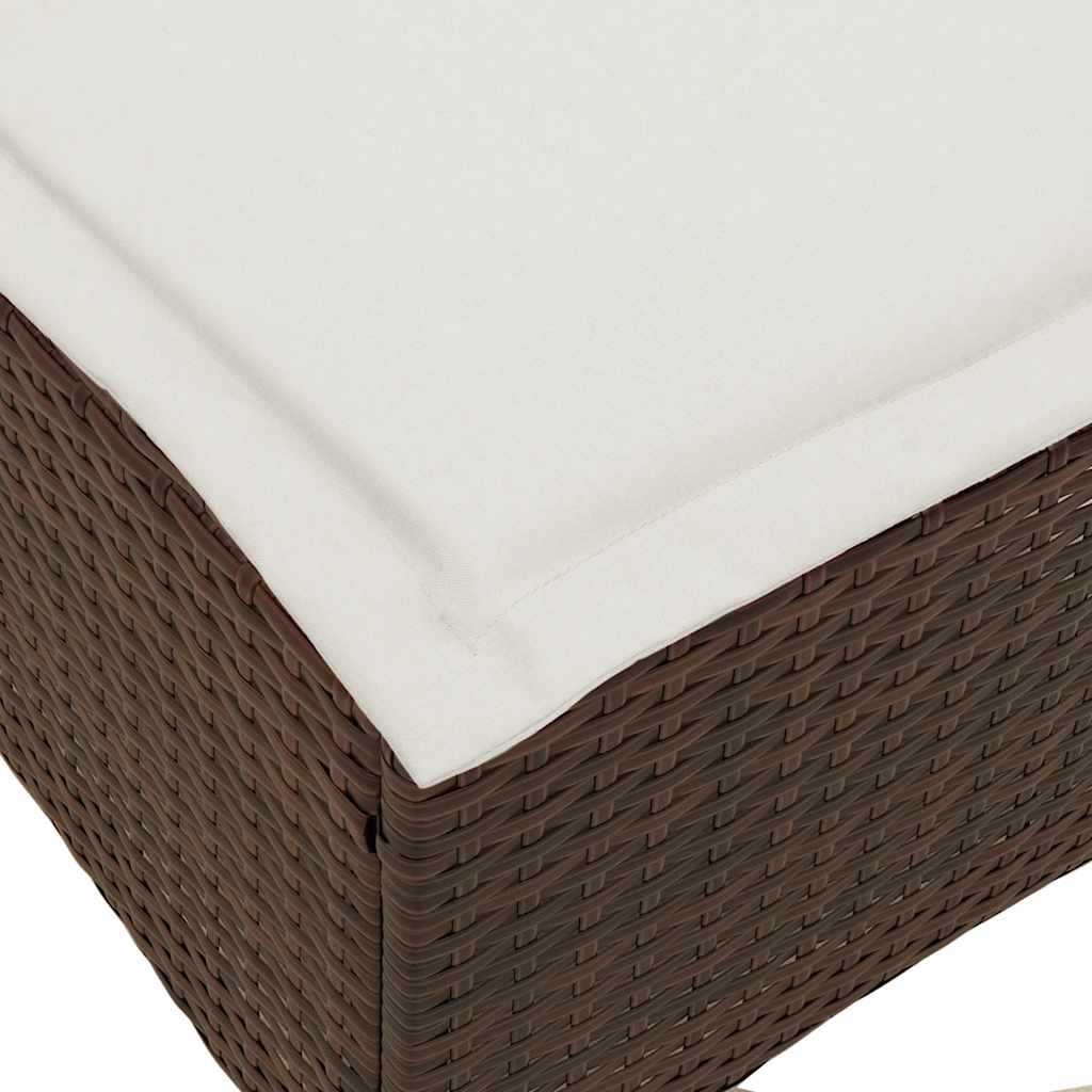 Salon de jardin 3 pcs avec coussins forme L marron polyrotin