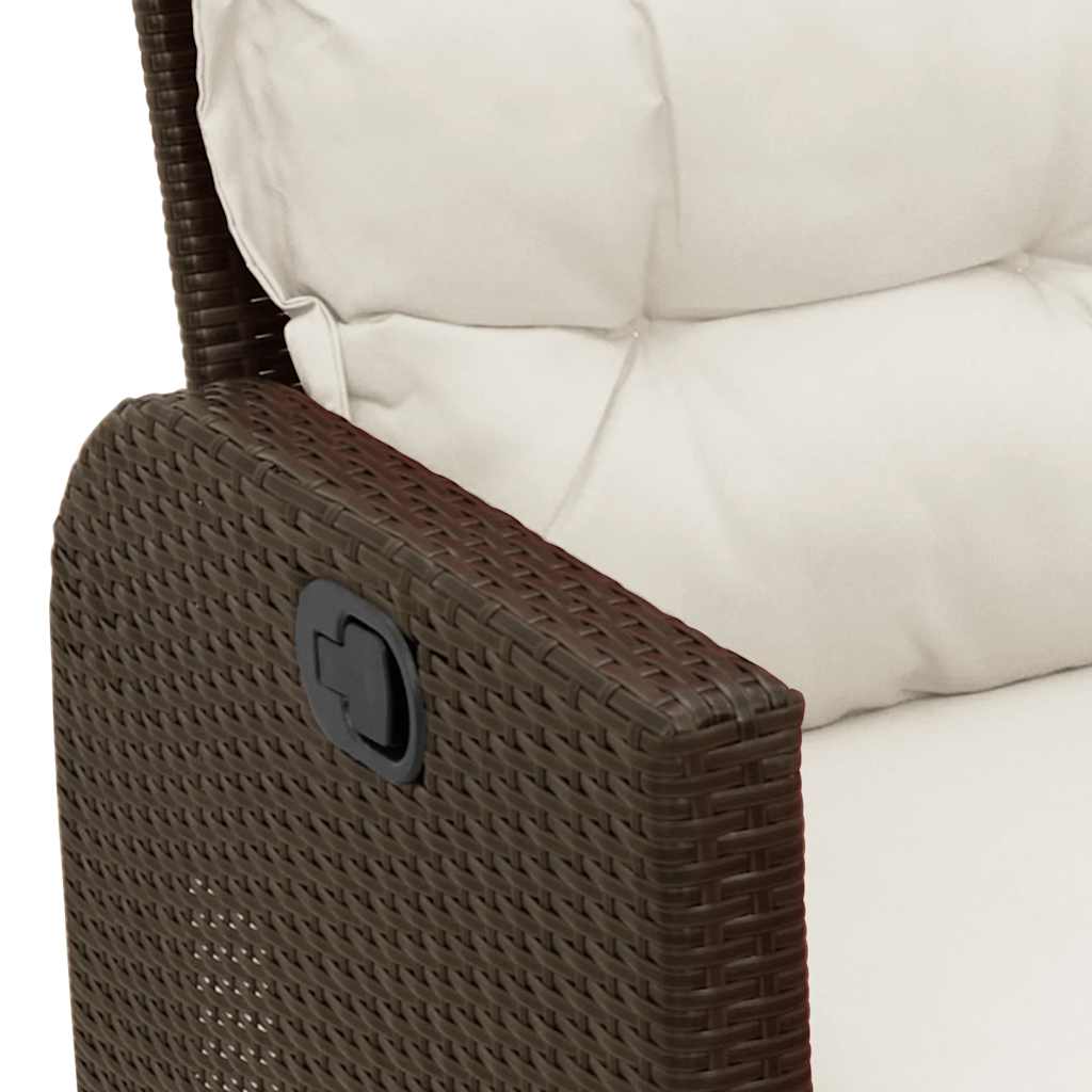 Salon de jardin 3 pcs avec coussins forme L marron polyrotin