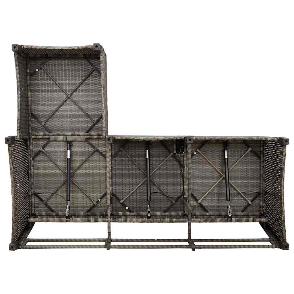 Salon de jardin 3 pcs avec coussins forme L gris résine tressée