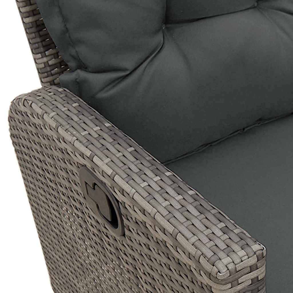 Salon de jardin 3 pcs avec coussins forme L gris résine tressée