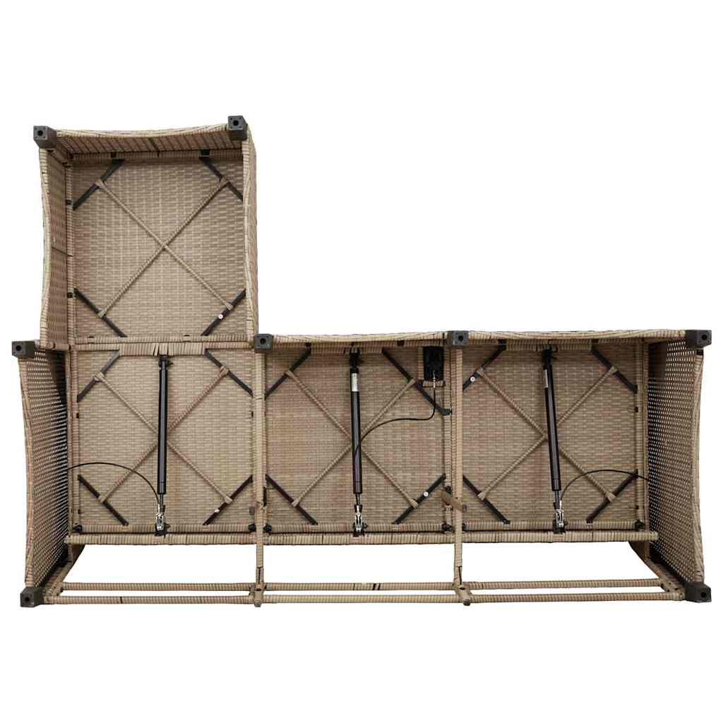 Salon de jardin avec coussins forme de L 3 pcs beige polyrotin