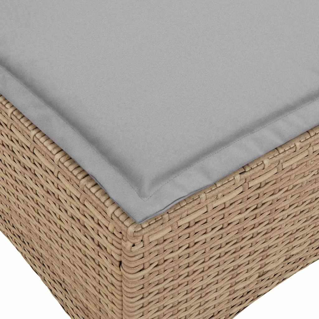 Salon de jardin avec coussins forme de L 3 pcs beige polyrotin