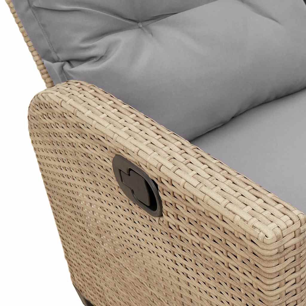 Salon de jardin avec coussins forme de L 3 pcs beige polyrotin