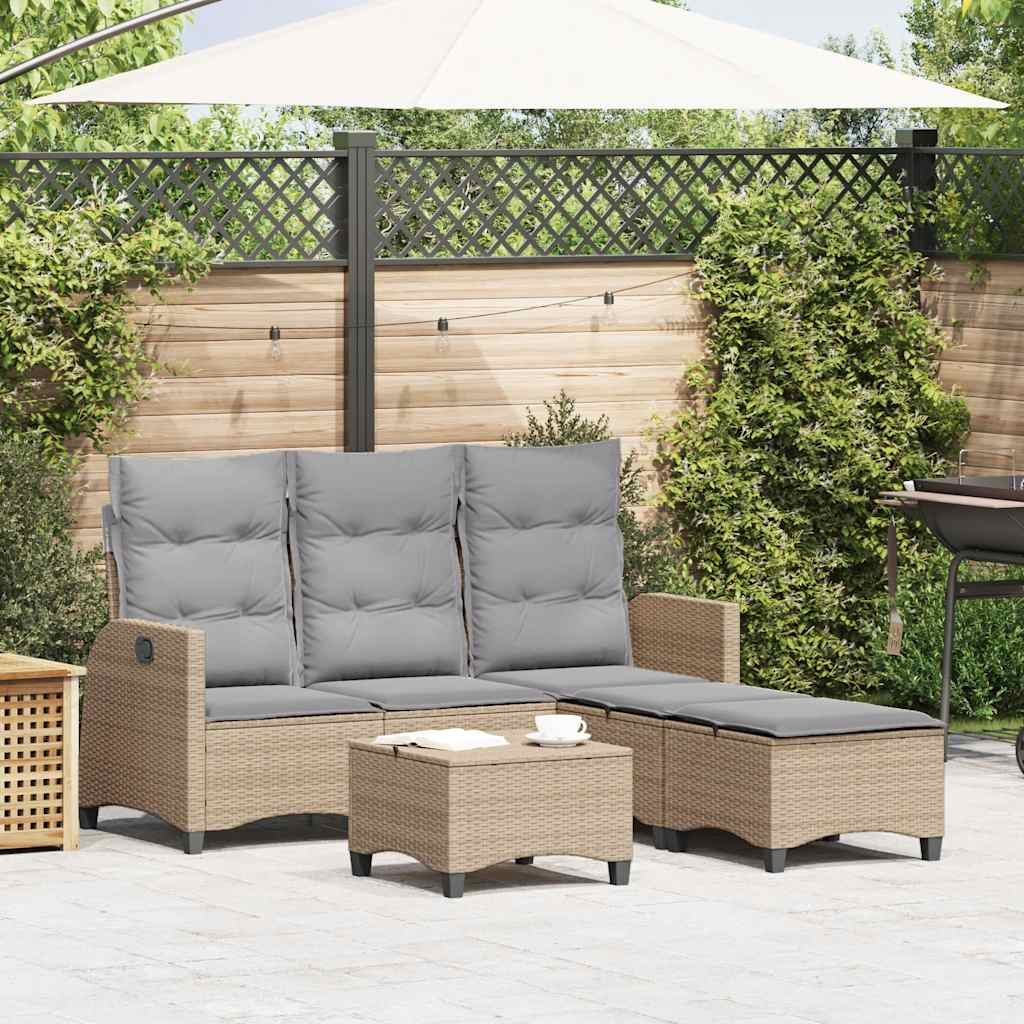 Salon de jardin avec coussins forme de L 3 pcs beige polyrotin Salons de jardin vidaXL