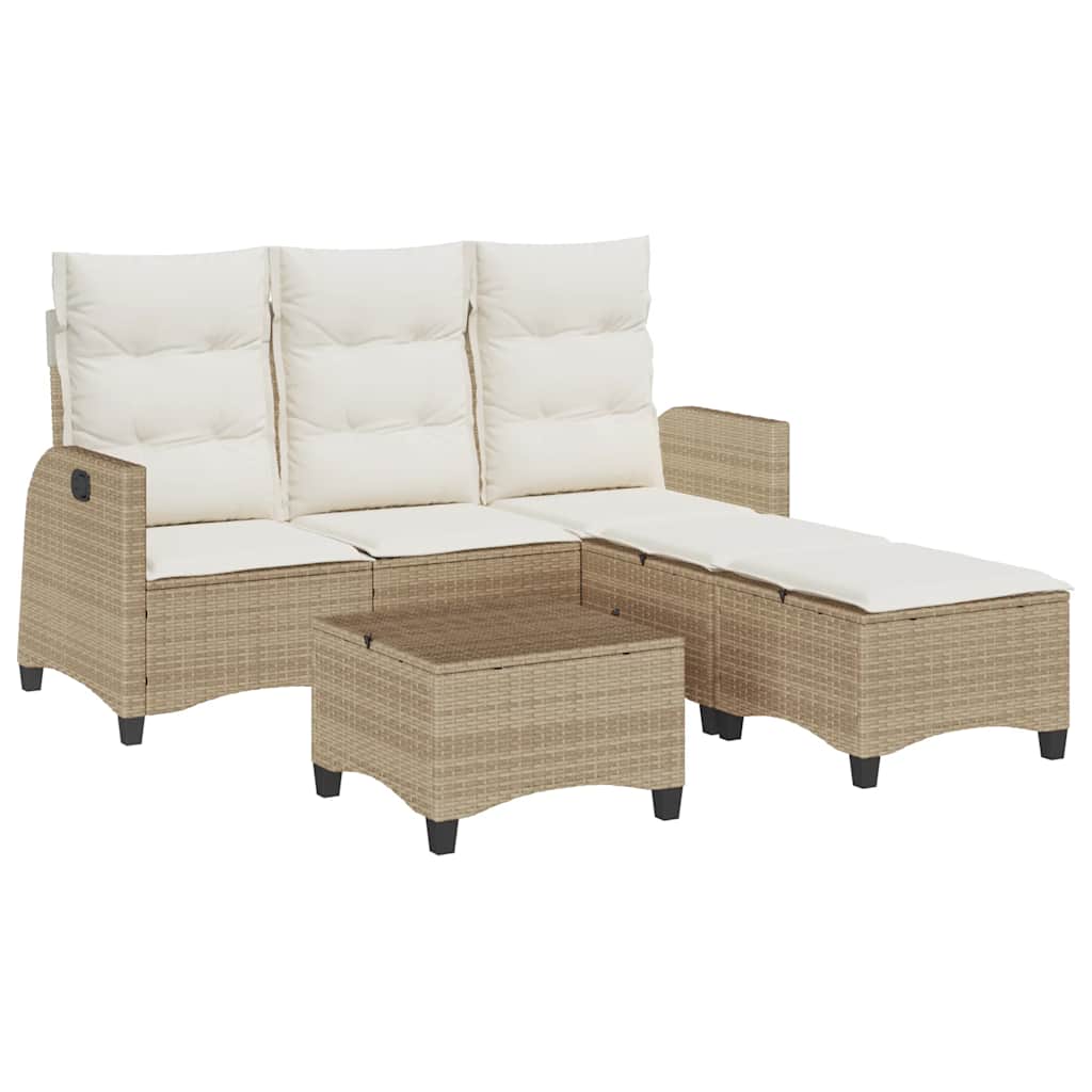 Salon de jardin avec coussins forme de L 3 pcs beige polyrotin Salons de jardin vidaXL