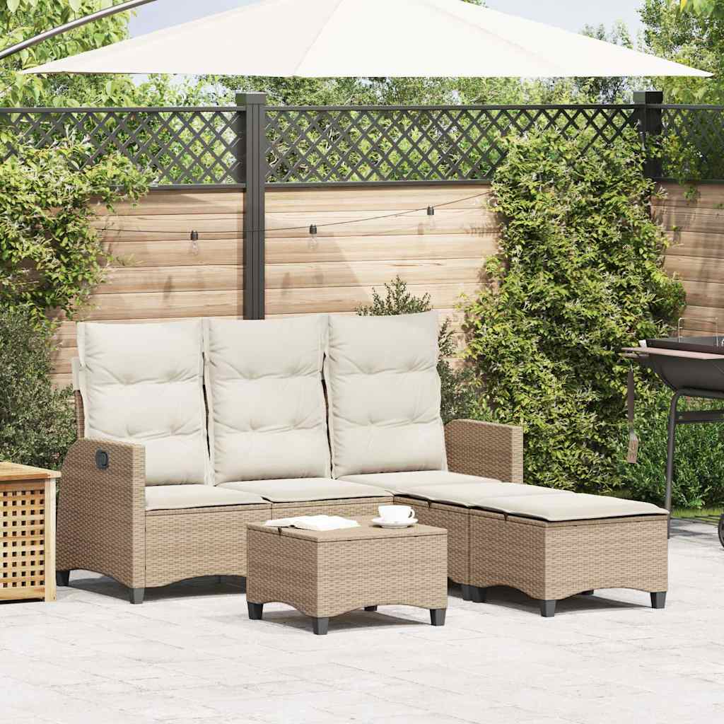 Salon de jardin avec coussins forme de L 3 pcs beige polyrotin Salons de jardin vidaXL