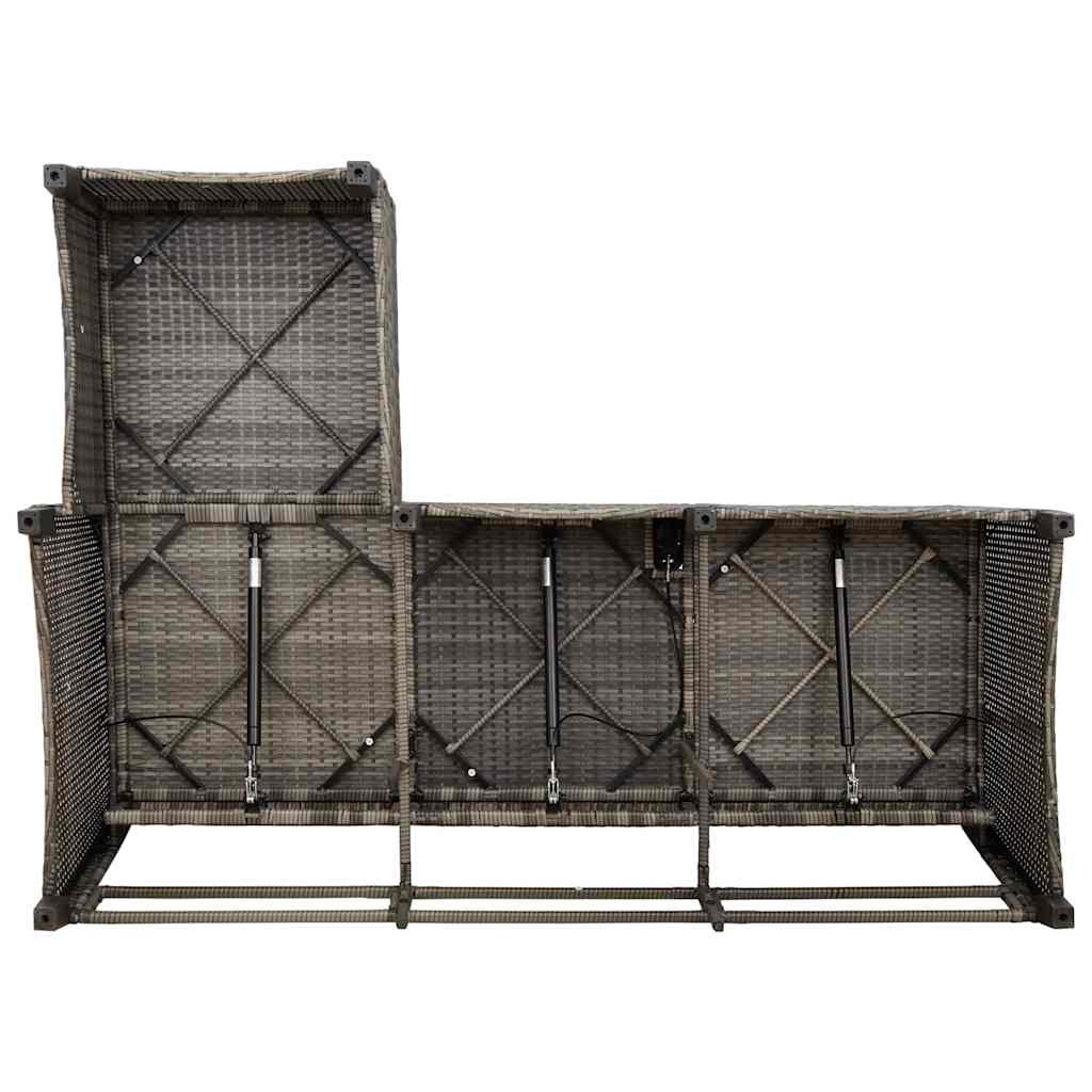 Salon de jardin 3 pcs avec coussins forme L gris résine tressée