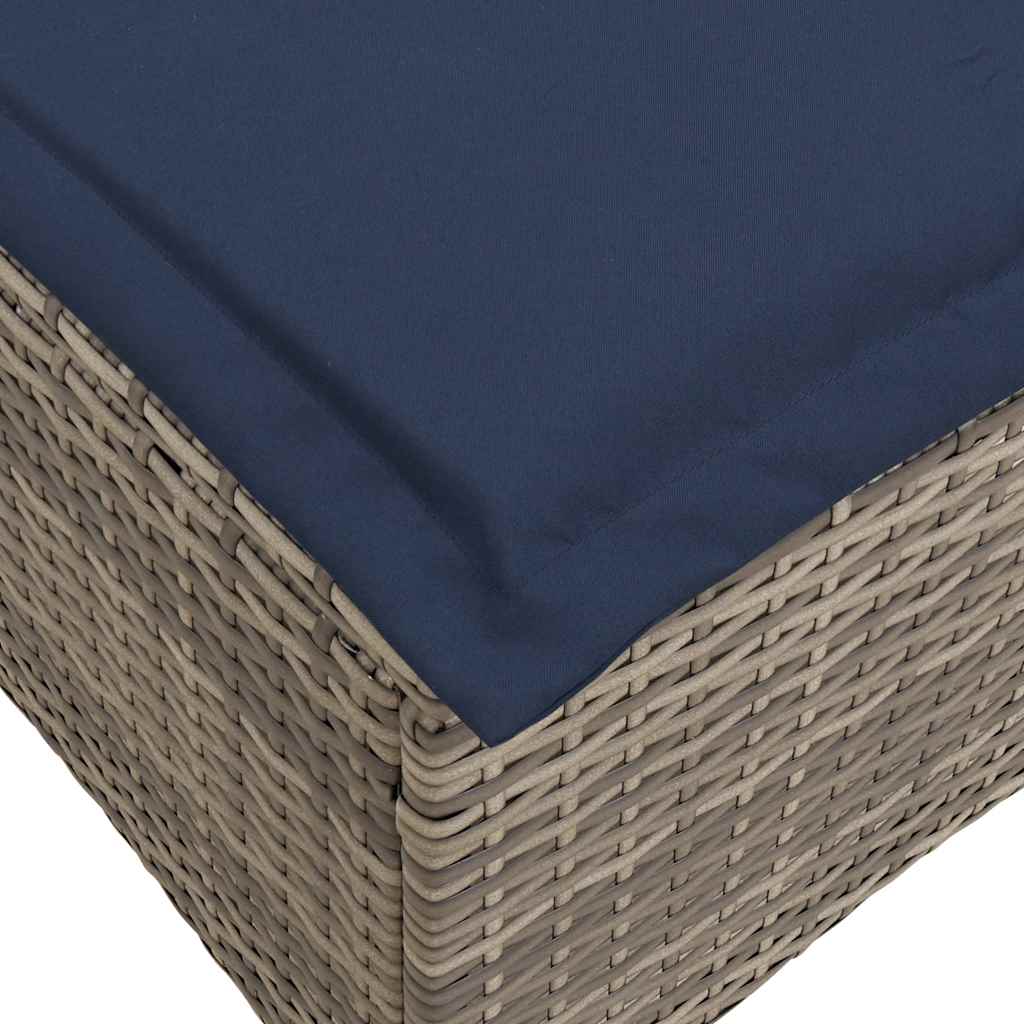 Salon de jardin 3 pcs avec coussins forme L gris résine tressée