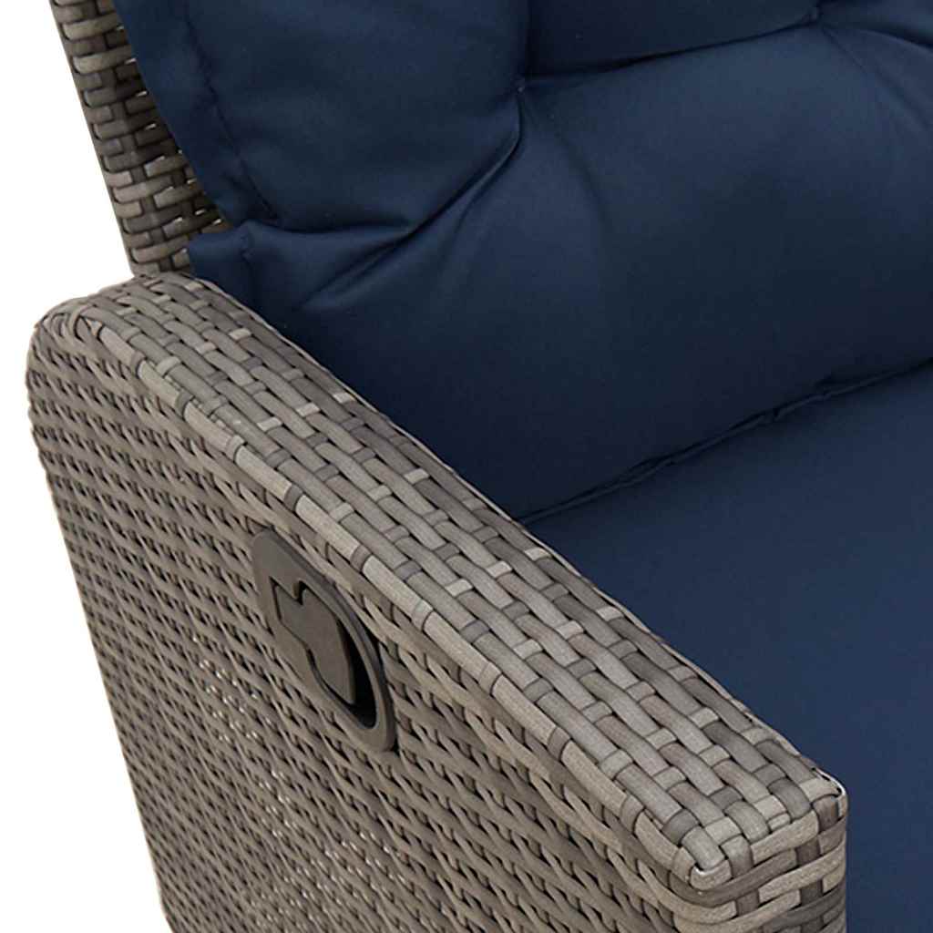 Salon de jardin 3 pcs avec coussins forme L gris résine tressée
