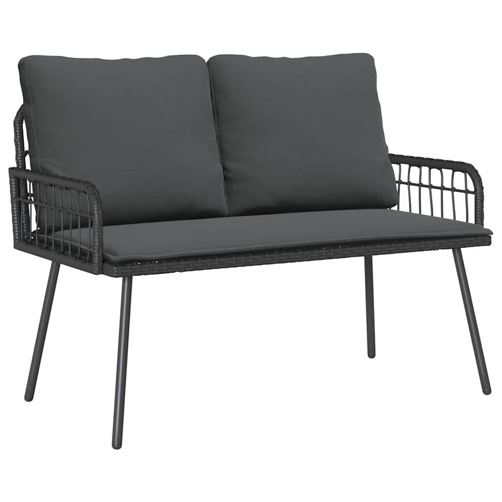 Ensemble de salle à manger pour jardin 2 pcs Noir polyrotin