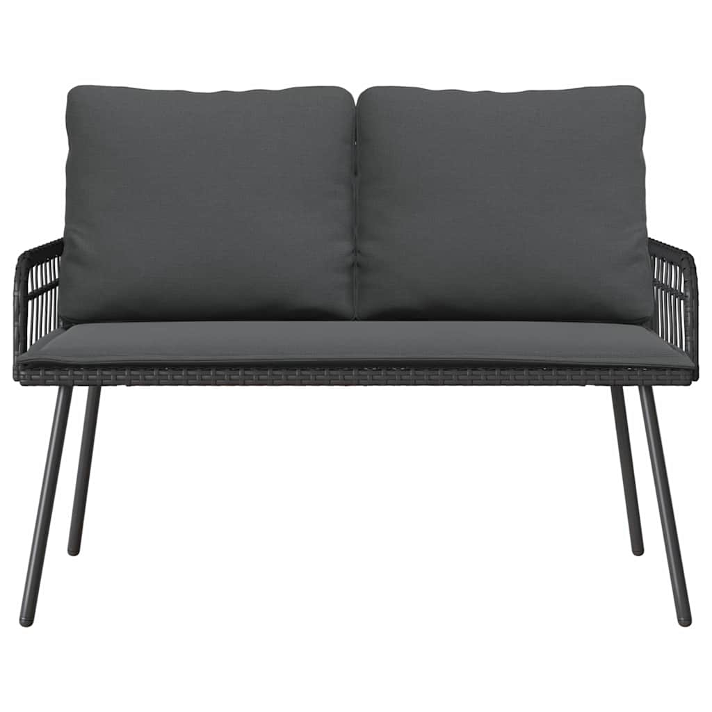 Ensemble de salle à manger pour jardin 2 pcs Noir polyrotin