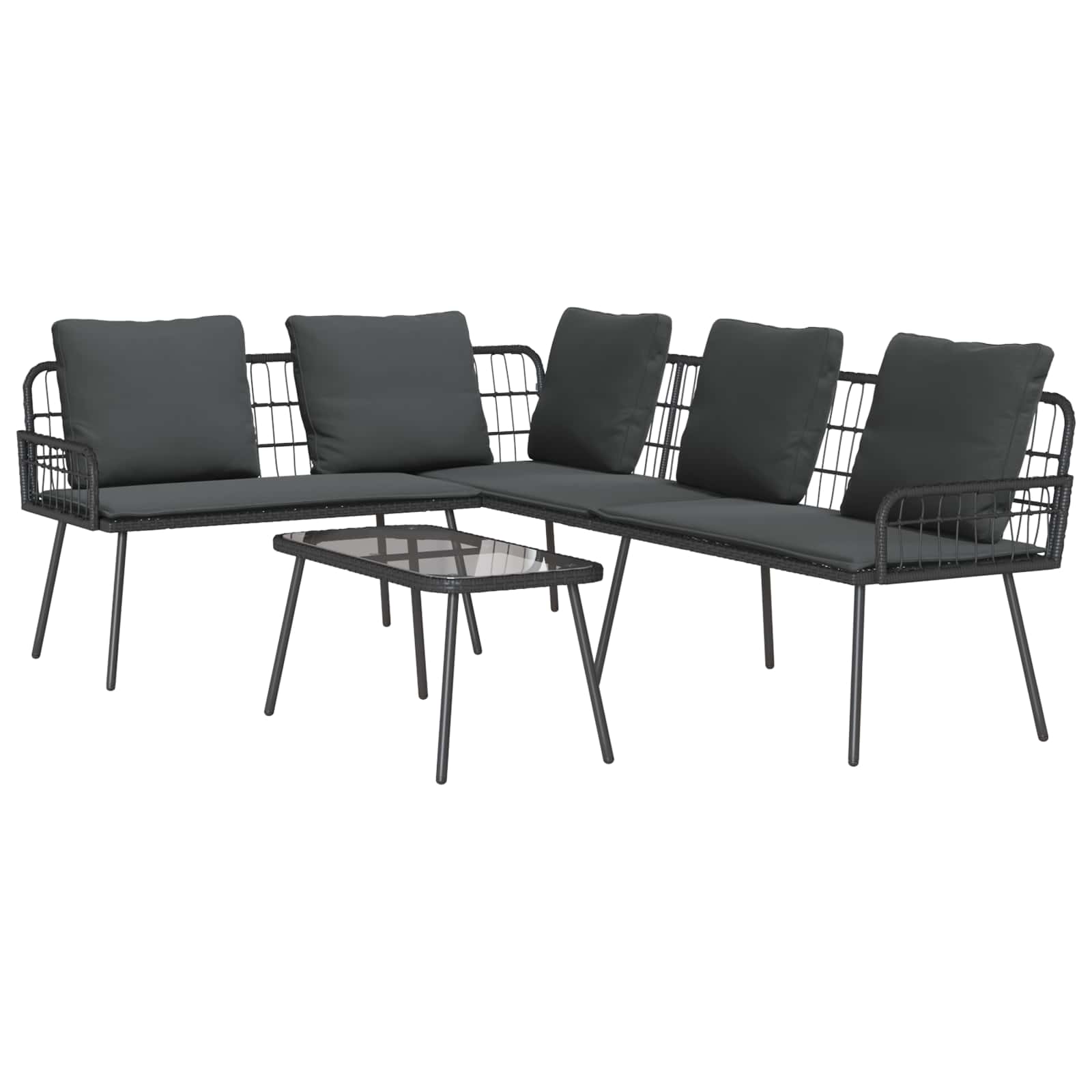 Ensemble de canapé de jardin avec coussin 2 pcs Noir polyrotin