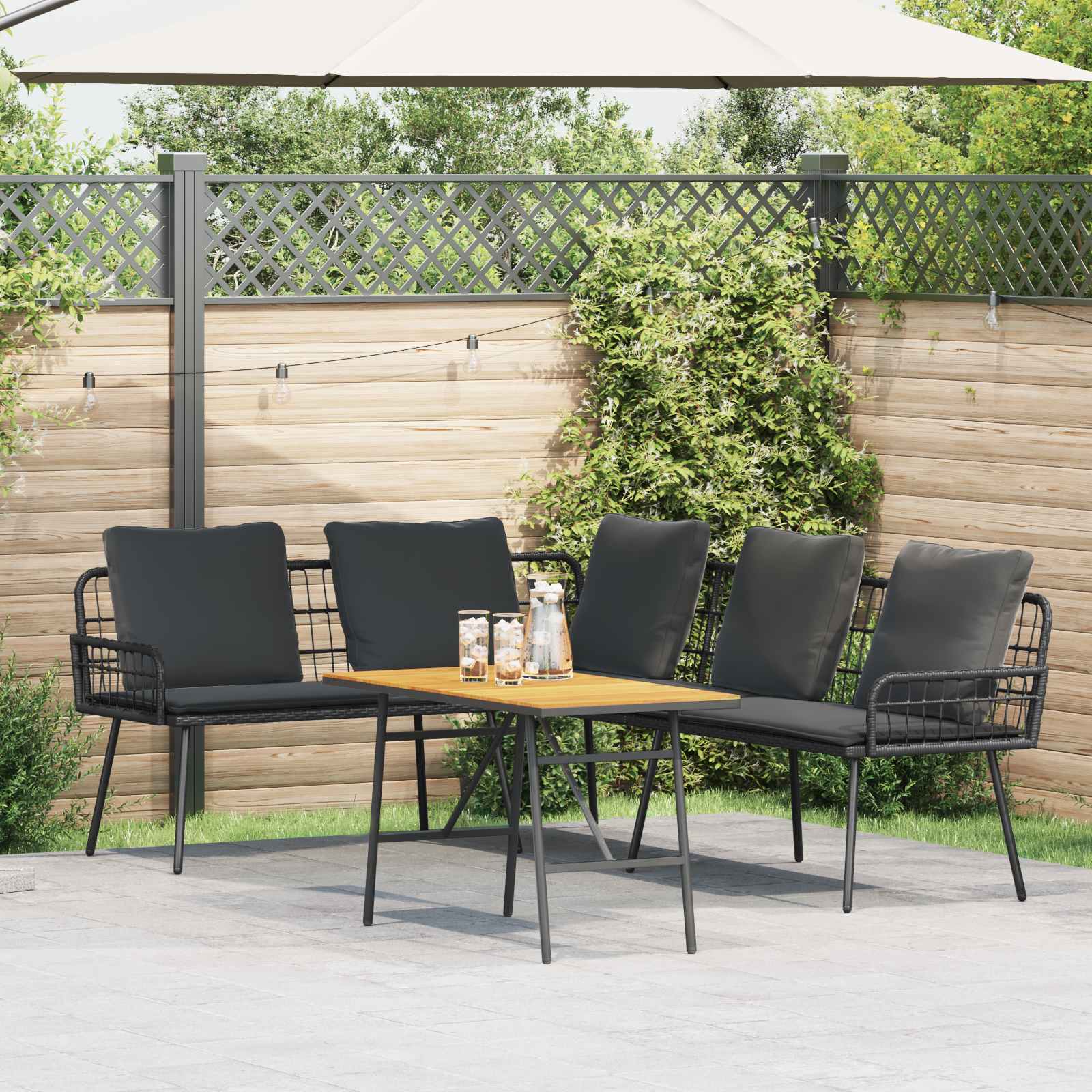 Ensemble de canapé de jardin 2 pcs Noir polyrotin
