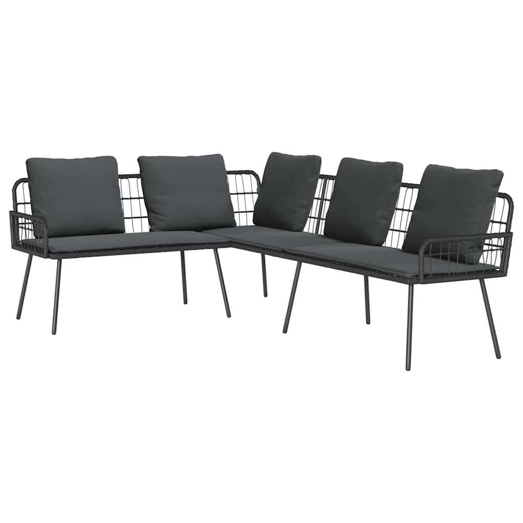 Ensemble de canapé de jardin 2 pcs Noir polyrotin