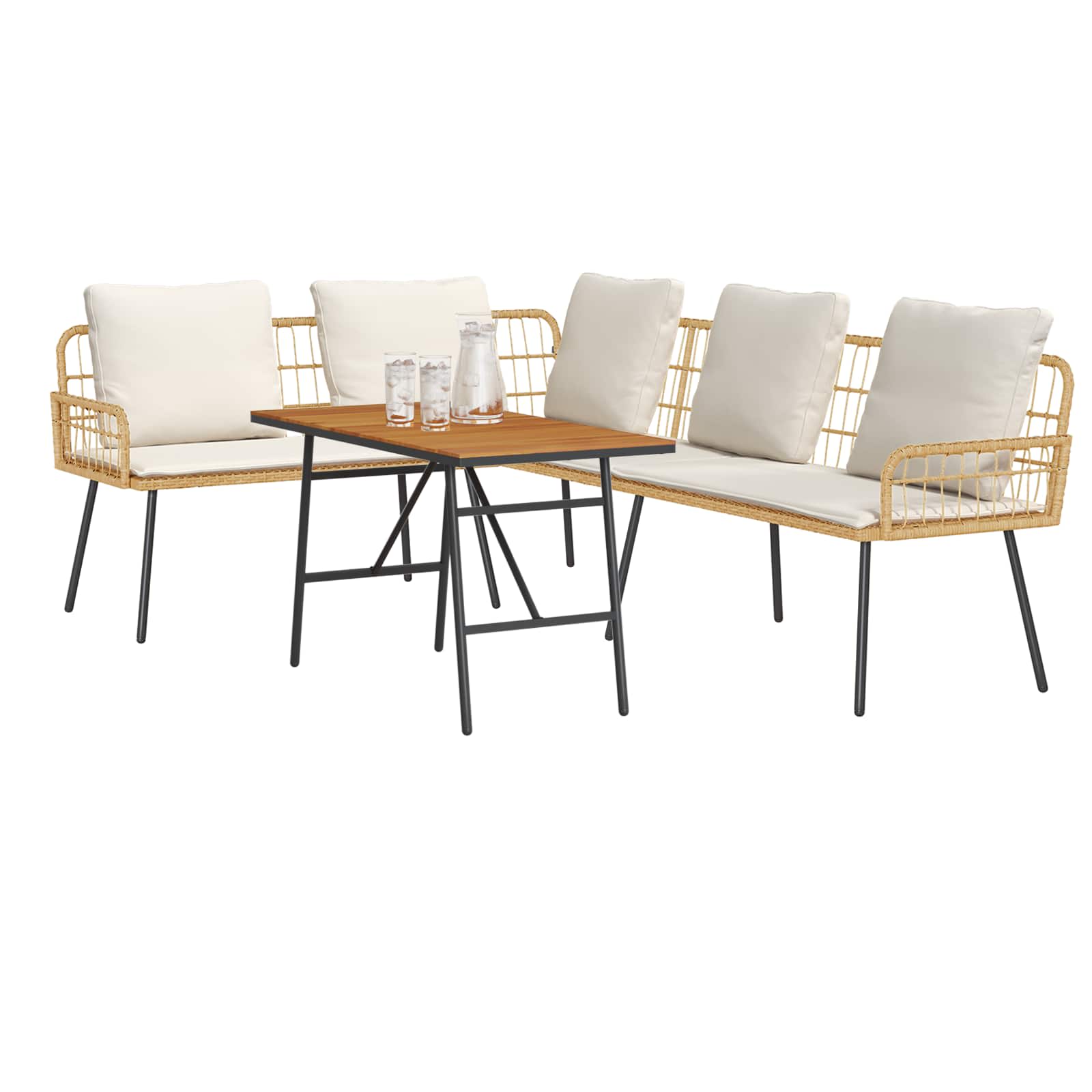 Ensemble de canapé de jardin 2 pcs Beige polyrotin