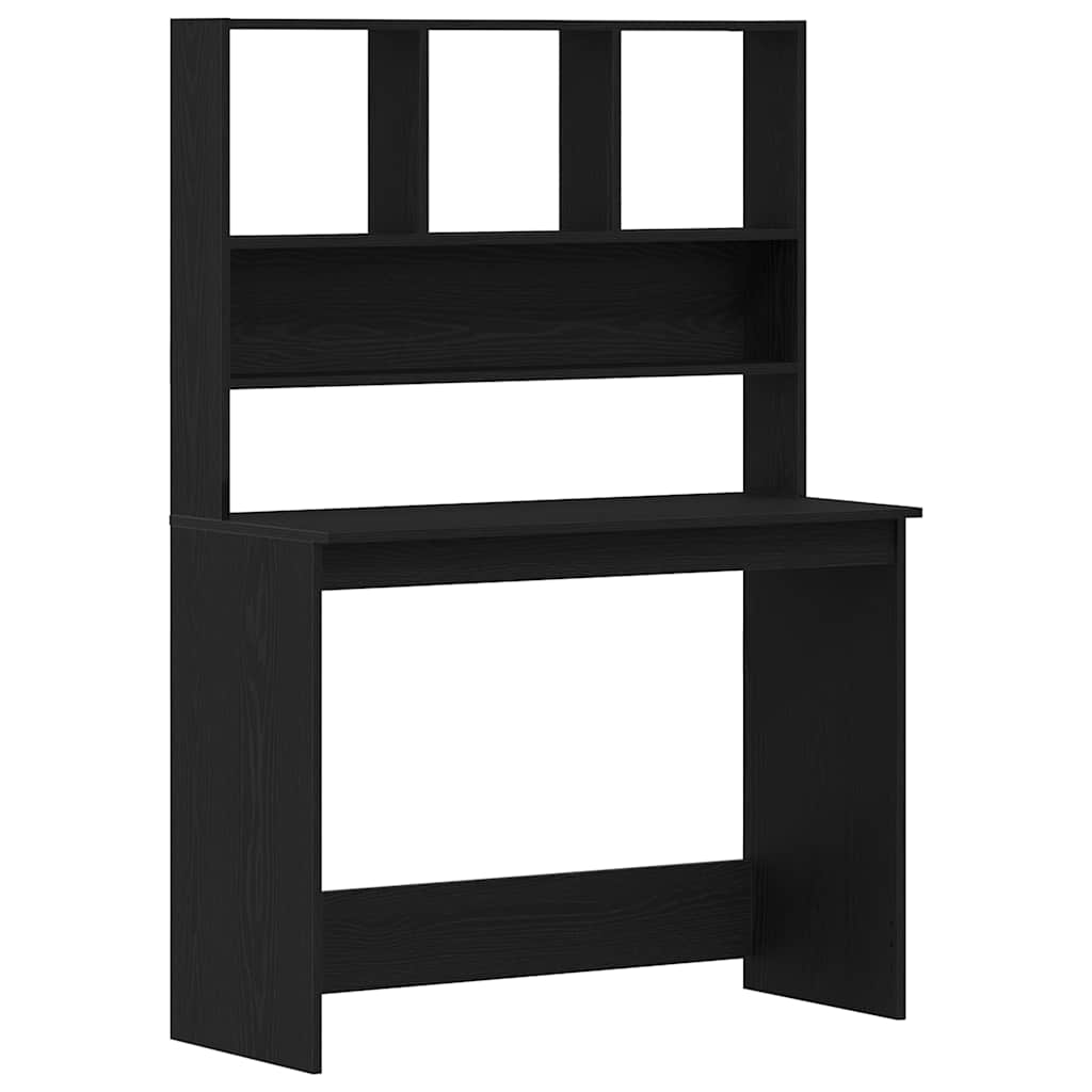 Bureau avec étagères en chêne noir 102 x 45 x 148 cm bois d'ingénierie