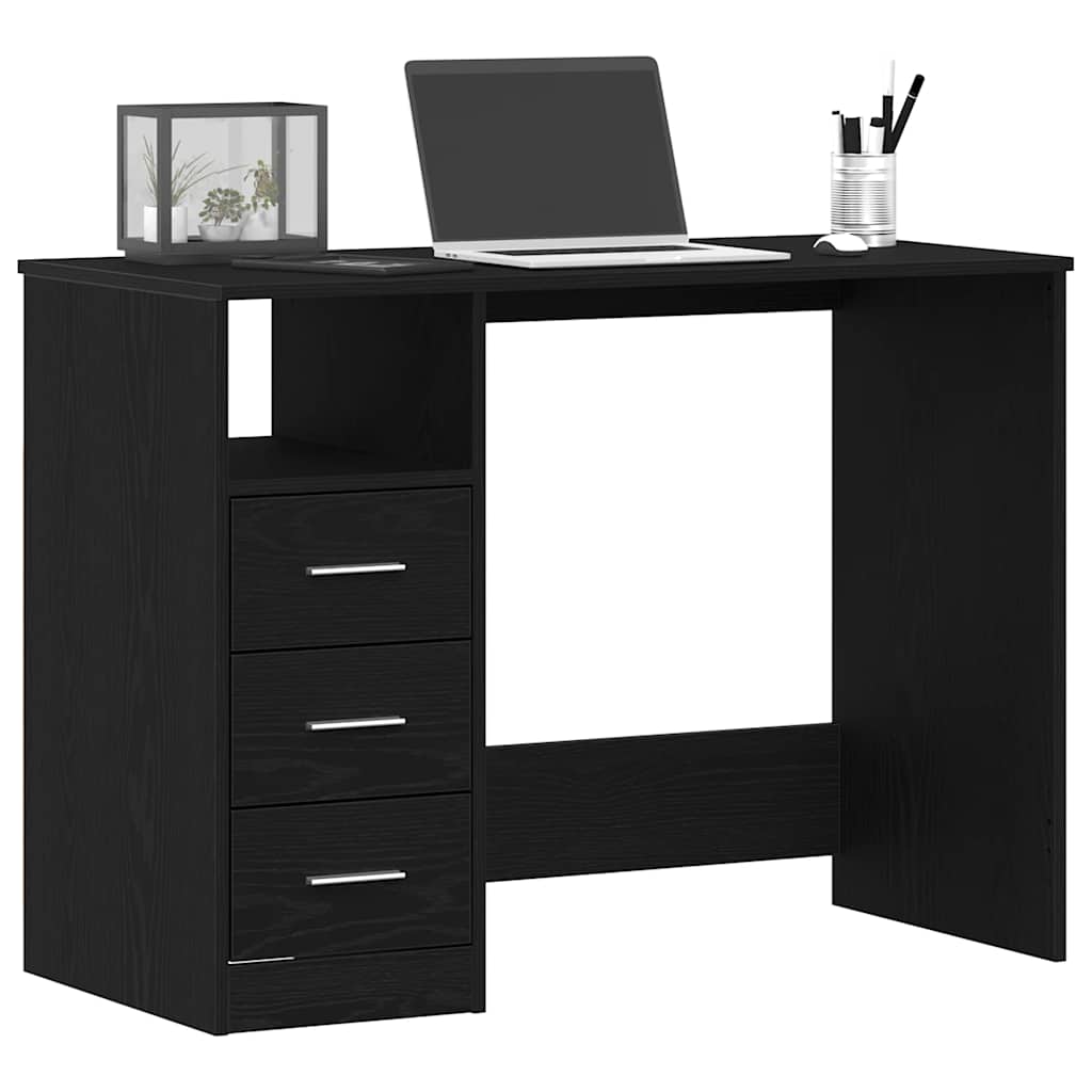 Bureau avec tiroirs en chêne noir 102 x 50 x 76 cm bois d'ingénierie - XIOS
