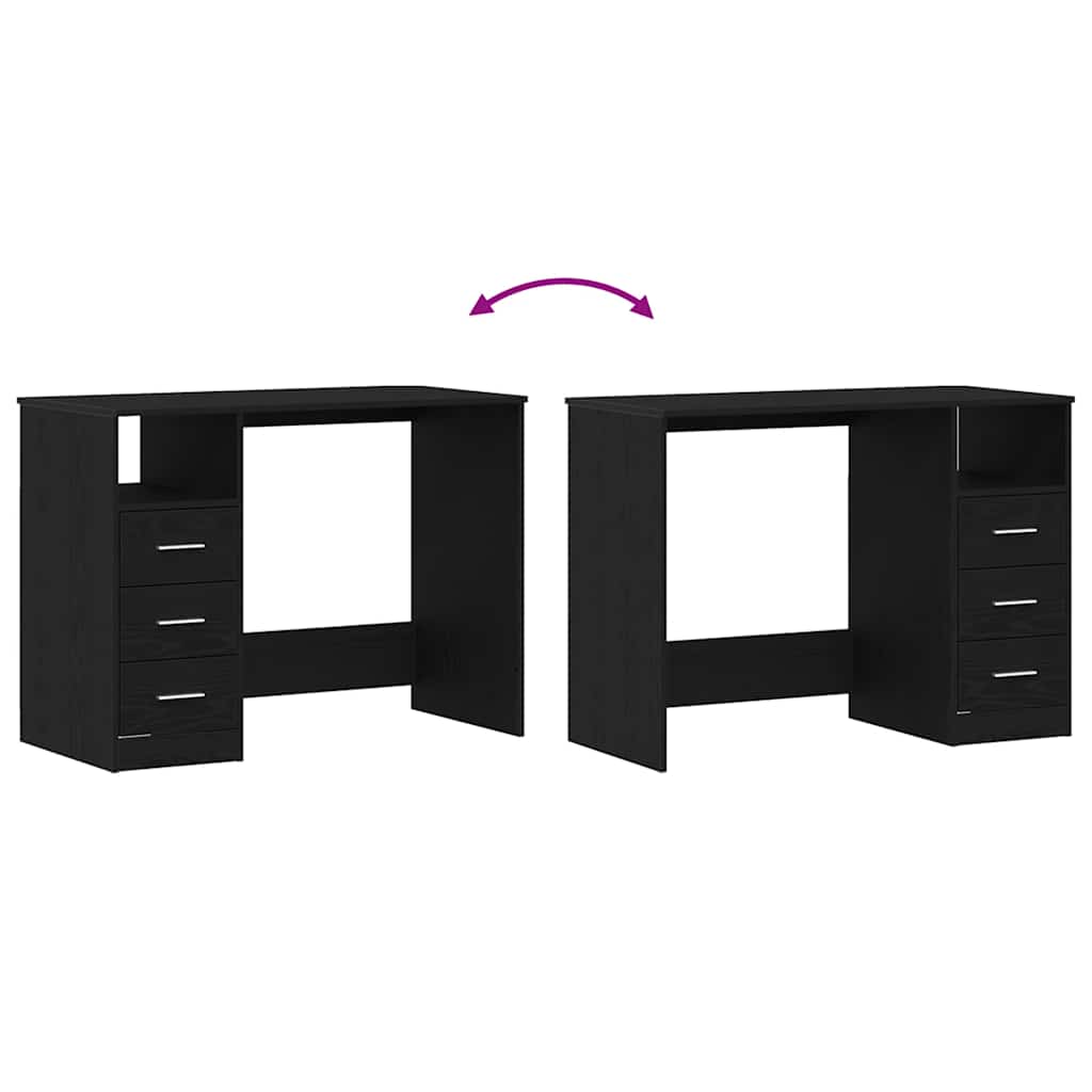 Bureau avec tiroirs en chêne noir 102 x 50 x 76 cm bois d'ingénierie - XIOS