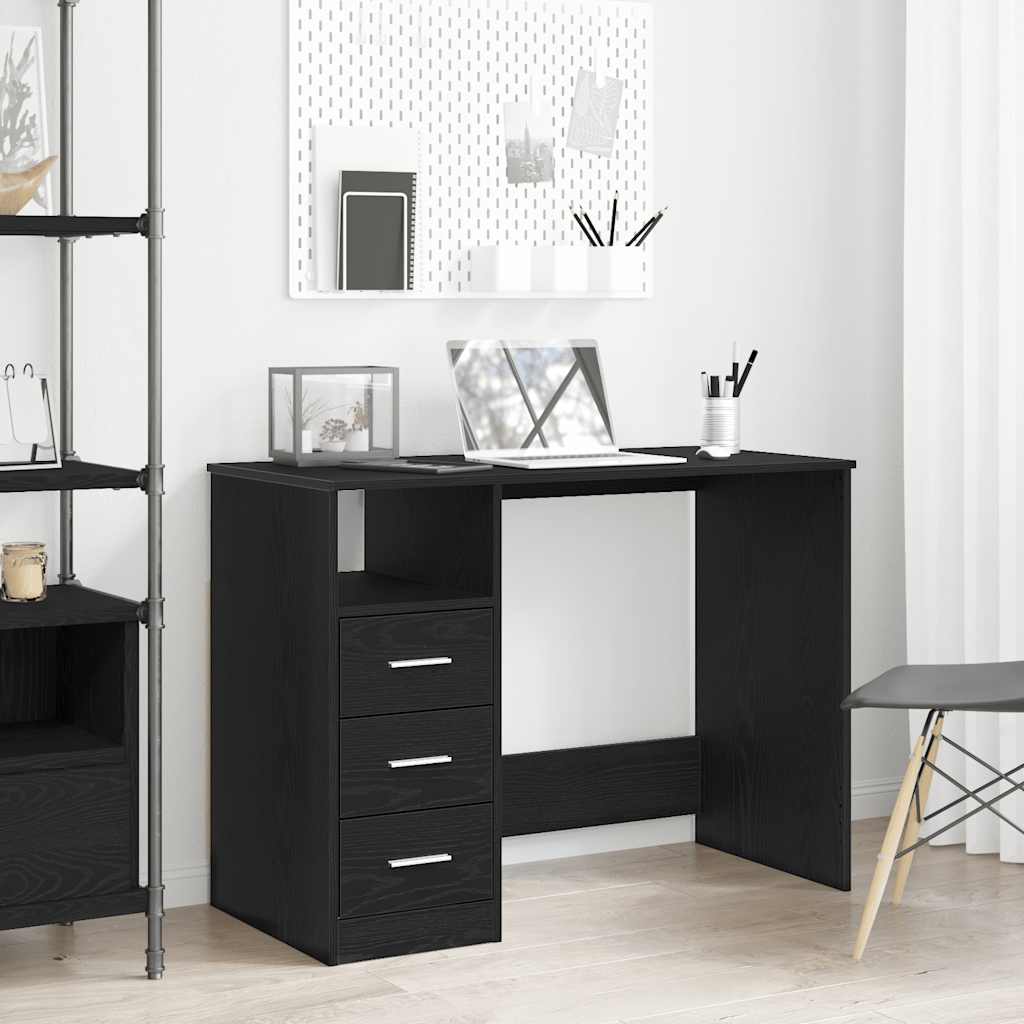 Bureau avec tiroirs en chêne noir 102 x 50 x 76 cm bois d'ingénierie - XIOS