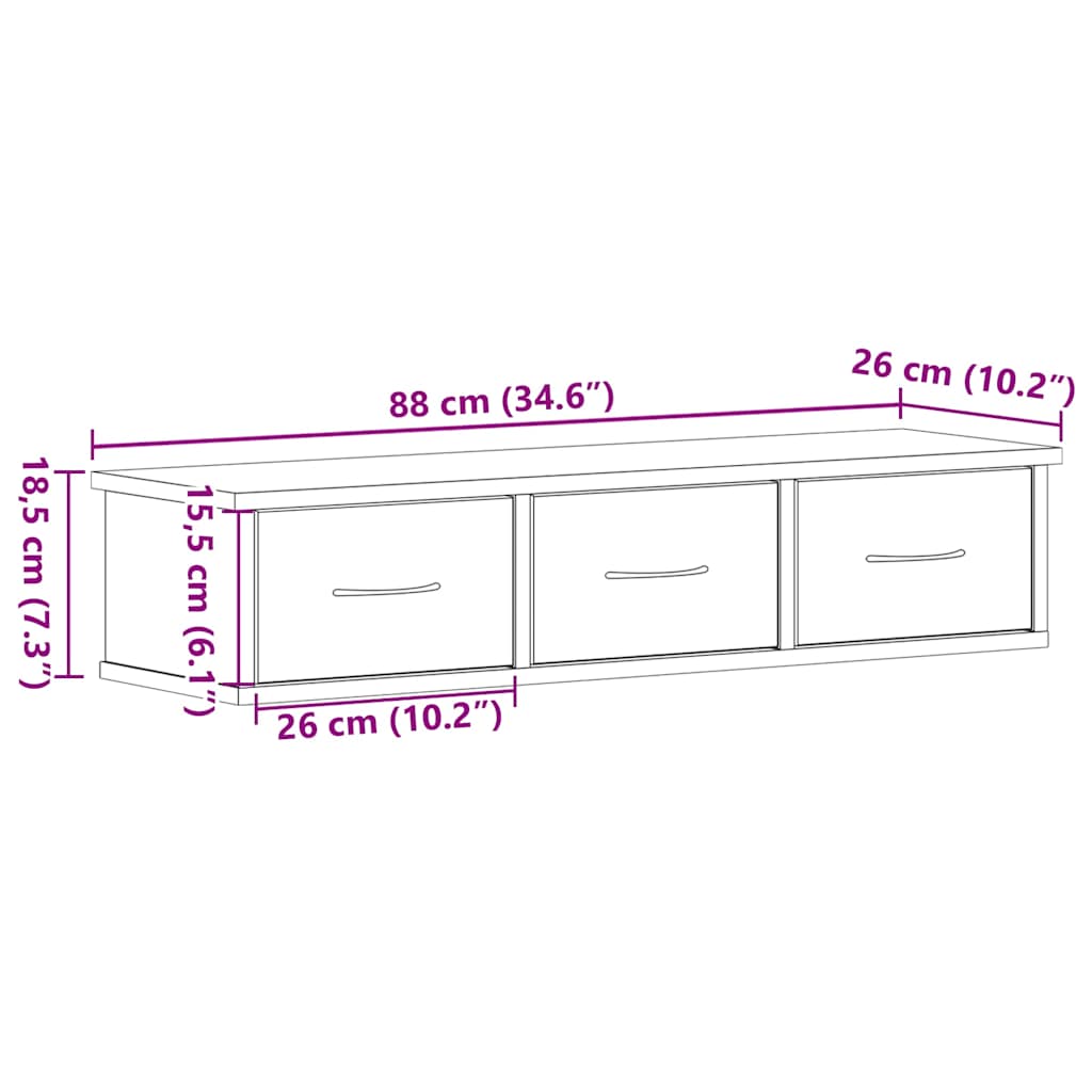 Armoire murale chêne noir 88x26x18,5 cm bois d'ingénierie - XIOS