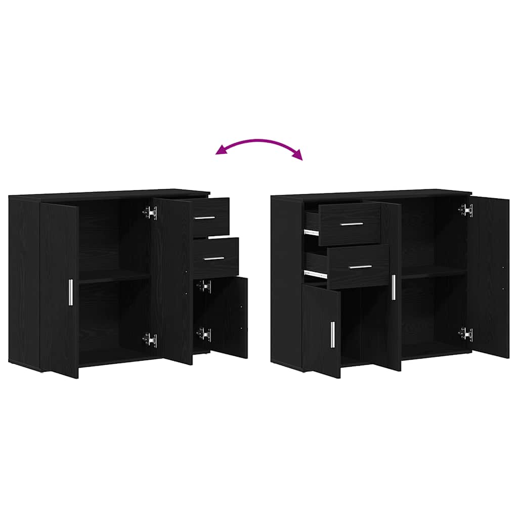Buffet chêne noir 91x29,5x75 cm bois d'ingénierie - XIOS