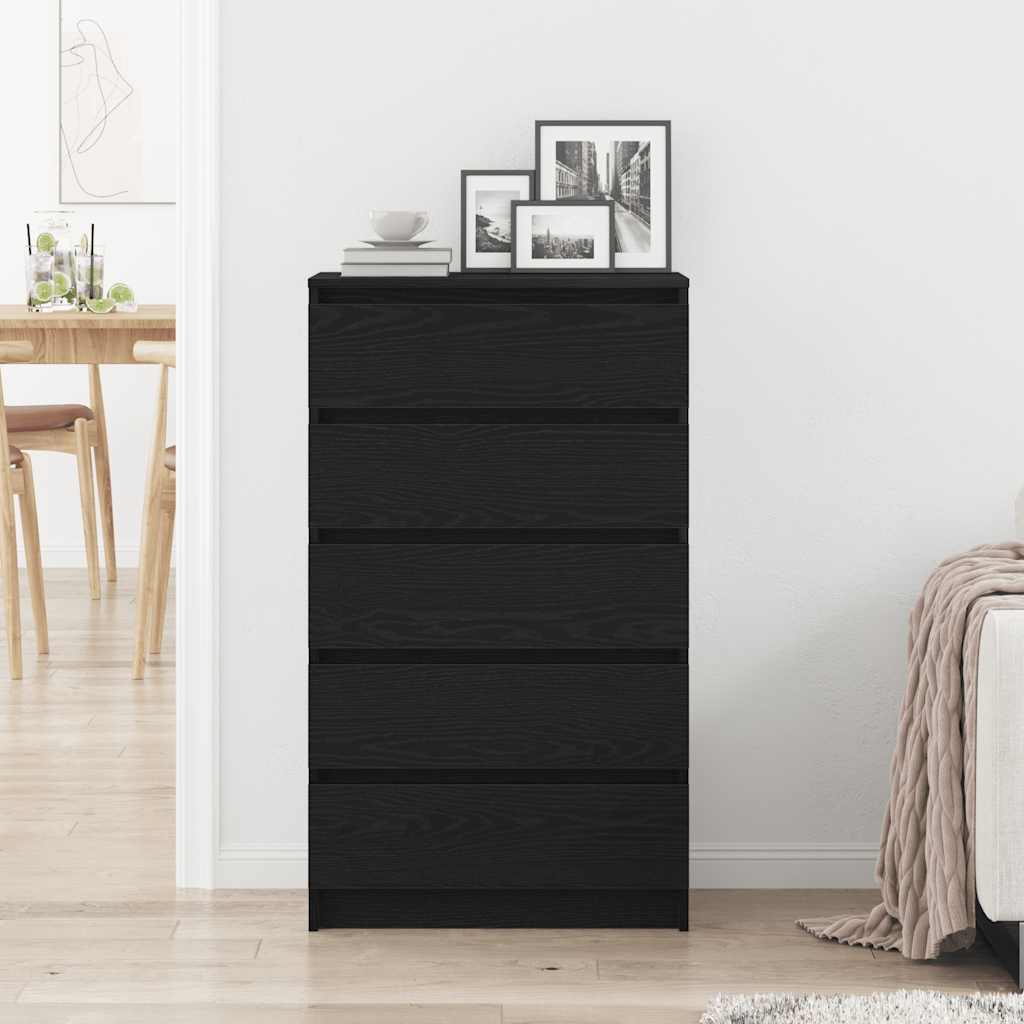 Meuble à tiroirs en chêne noir 60x36x103 cm bois d'ingénierie - XIOS