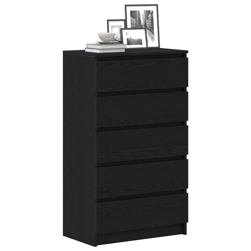 Meuble à tiroirs en chêne noir 60x36x103 cm bois d'ingénierie - XIOS