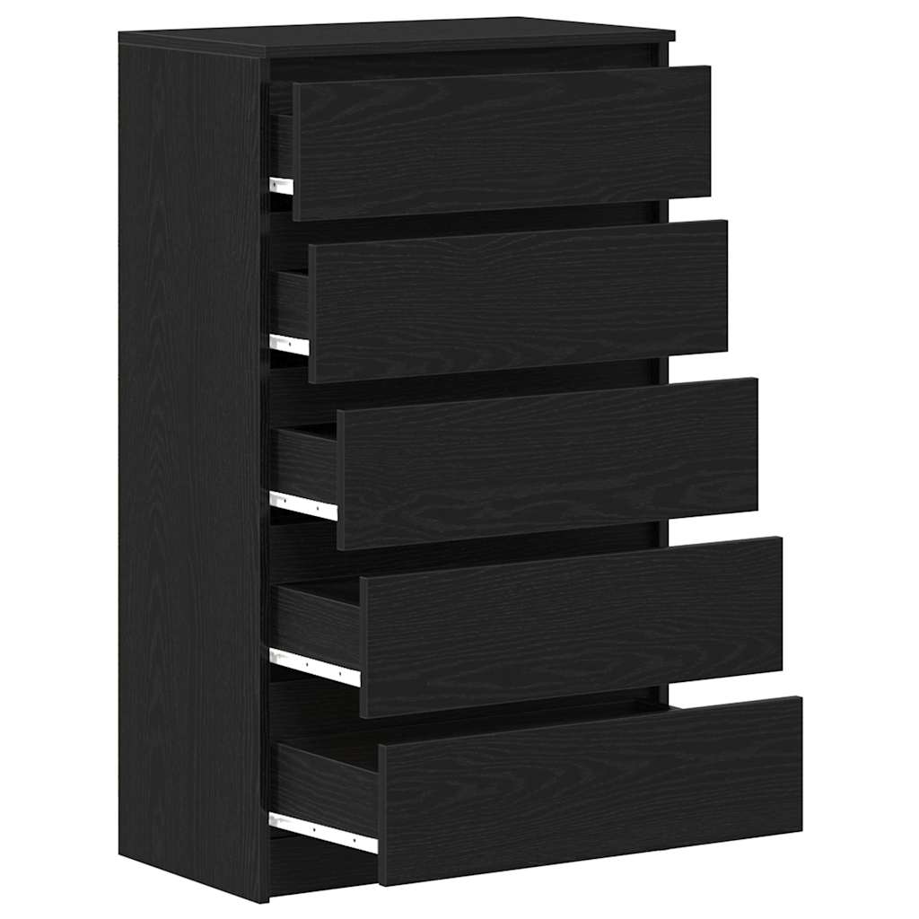 Meuble à tiroirs en chêne noir 60x36x103 cm bois d'ingénierie - XIOS