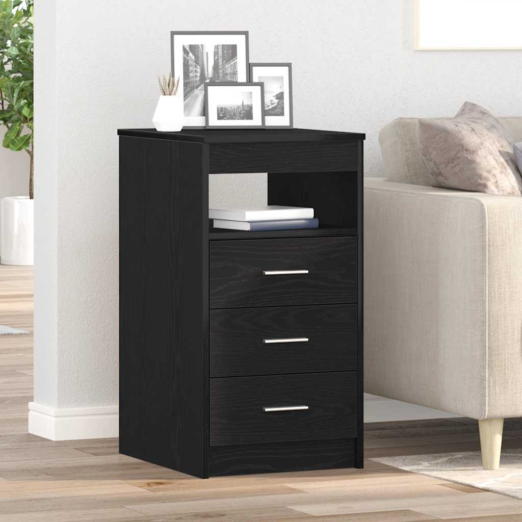 Meuble à tiroirs en chêne noir 40x50x76 cm bois d'ingénierie - XIOS
