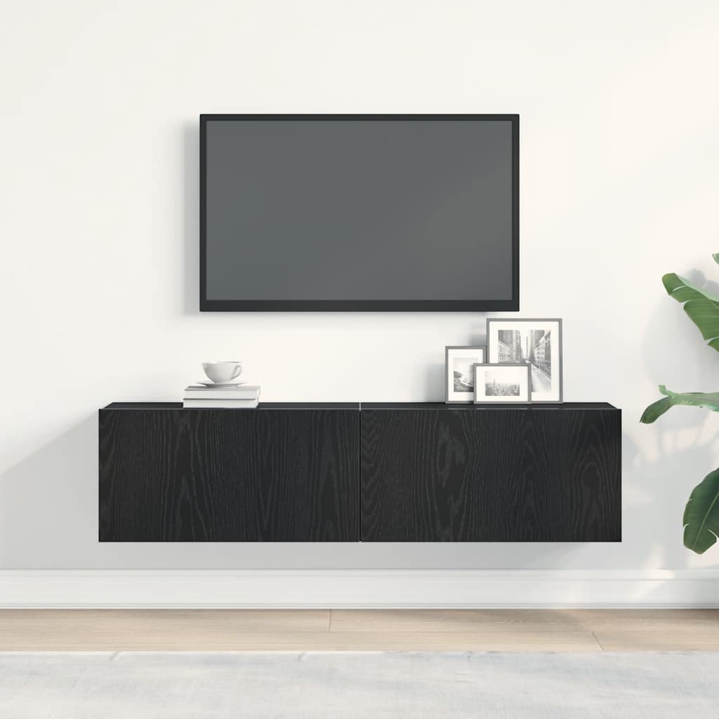 Meuble TV chêne noir 120x30x30,5 cm bois d'ingénierie - XIOS