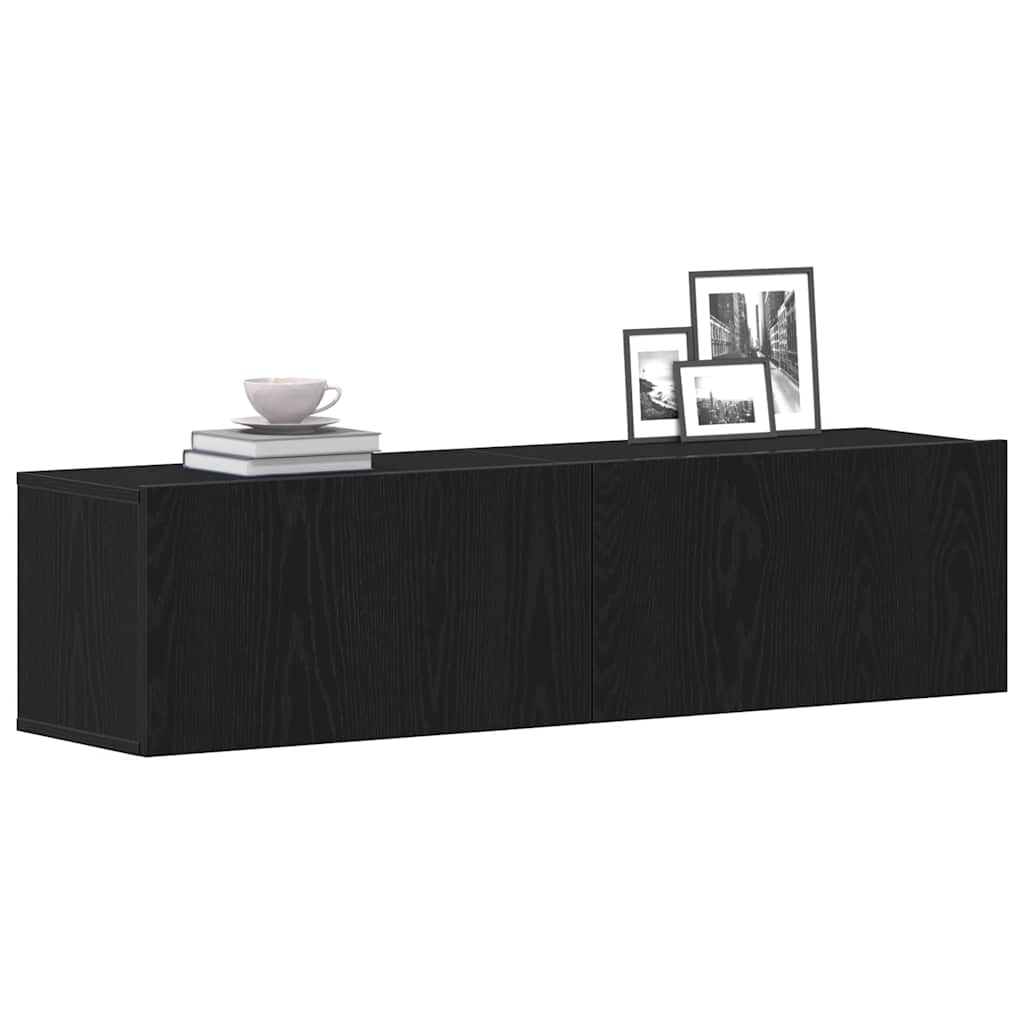 Meuble TV chêne noir 120x30x30,5 cm bois d'ingénierie - XIOS