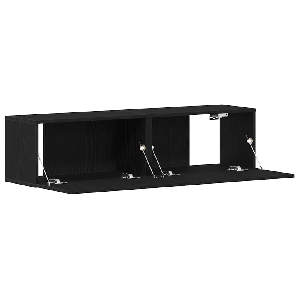 Meuble TV chêne noir 120x30x30,5 cm bois d'ingénierie - XIOS