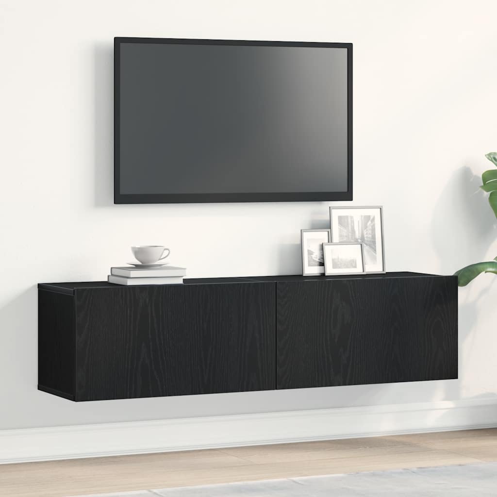 Meuble TV chêne noir 120x30x30,5 cm bois d'ingénierie - XIOS