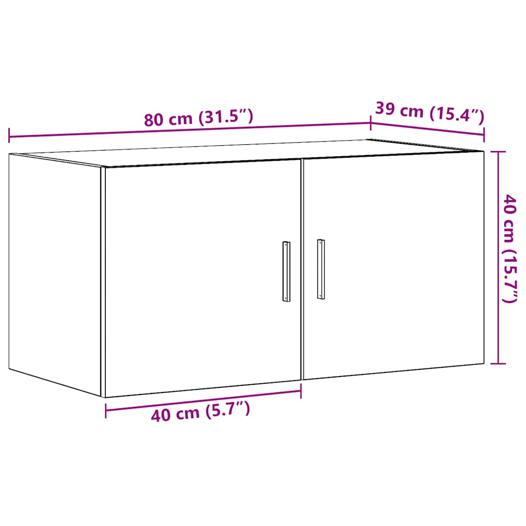 Armoire murale chêne noir 80x39x40 cm bois d'ingénierie - XIOS