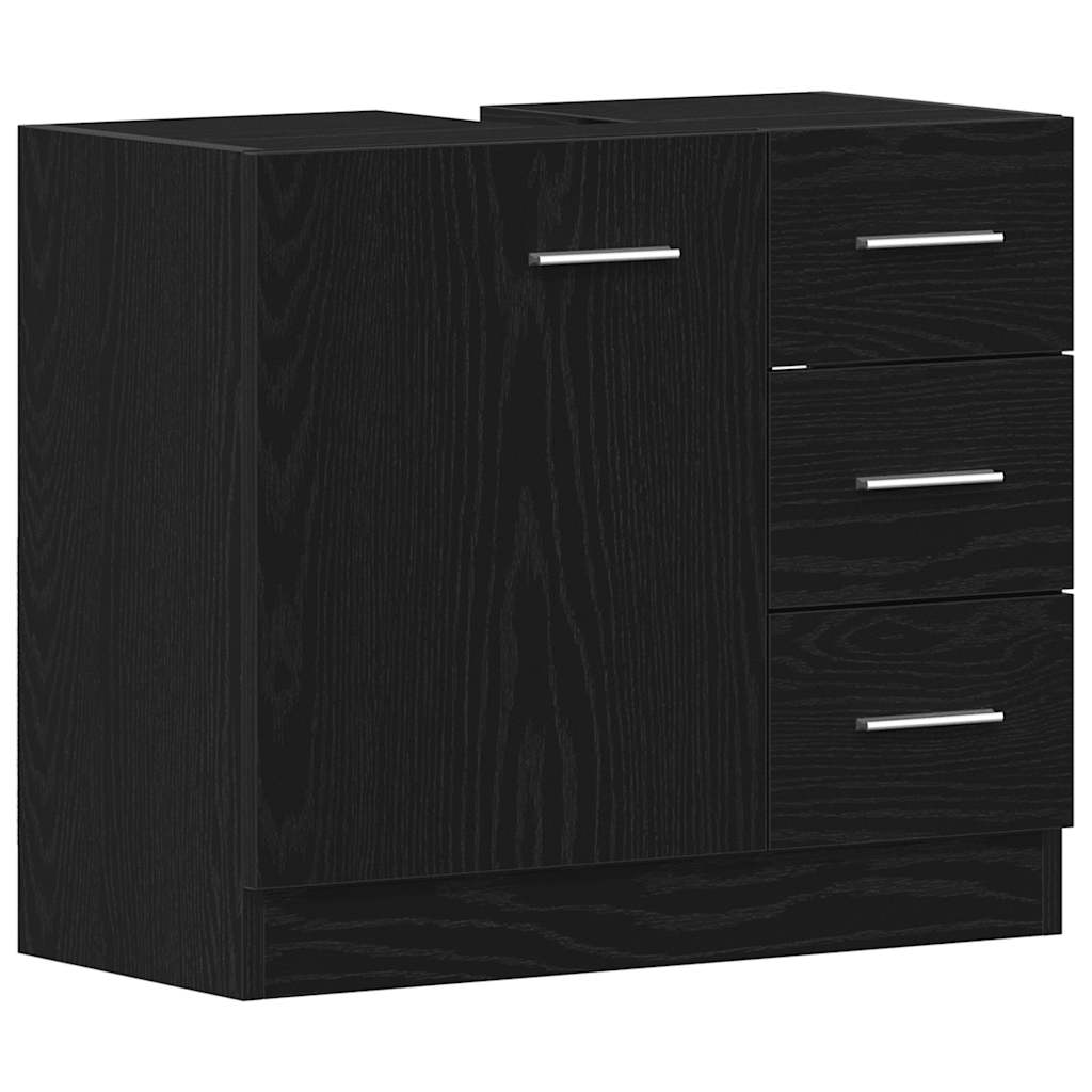 Armoire d'évier chêne noir 63x30x54 cm Bois d'ingénierie Ensembles de mobilier pour salles de bains vidaXL