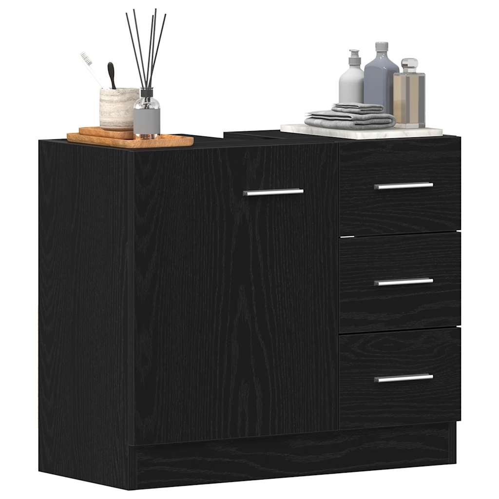 Armoire d'évier chêne noir 63x30x54 cm Bois d'ingénierie Ensembles de mobilier pour salles de bains vidaXL