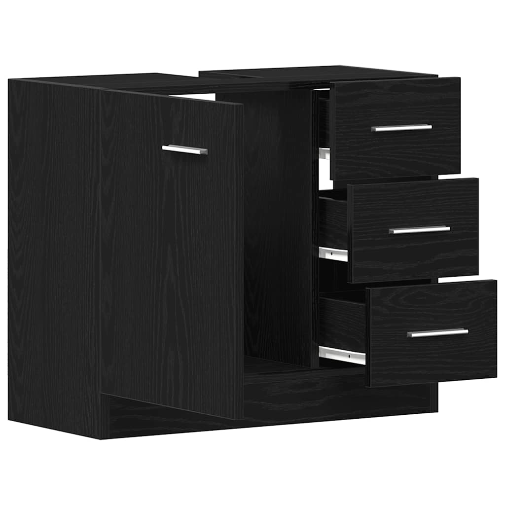 Armoire d'évier chêne noir 63x30x54 cm Bois d'ingénierie Ensembles de mobilier pour salles de bains vidaXL
