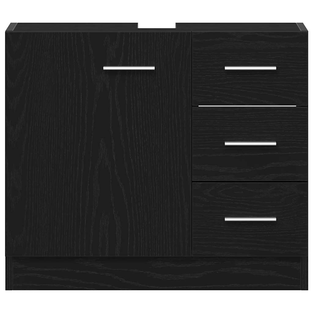 Armoire d'évier chêne noir 63x30x54 cm Bois d'ingénierie Ensembles de mobilier pour salles de bains vidaXL