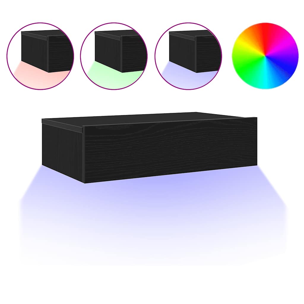 Meuble TV avec éclairage LED Chêne noir 60 x 35 x 15,5 cm - XIOS