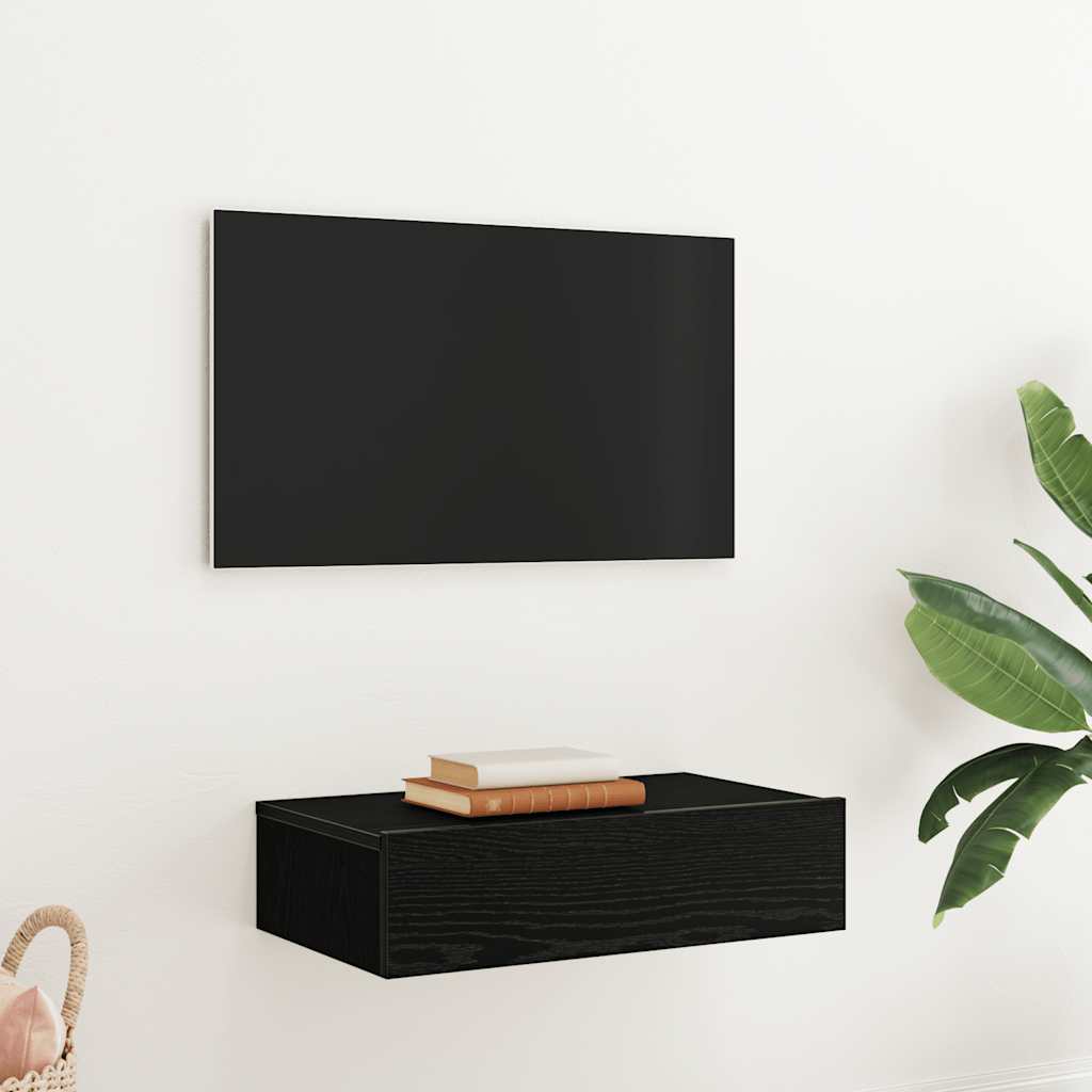Meuble TV avec éclairage LED Chêne noir 60 x 35 x 15,5 cm - XIOS